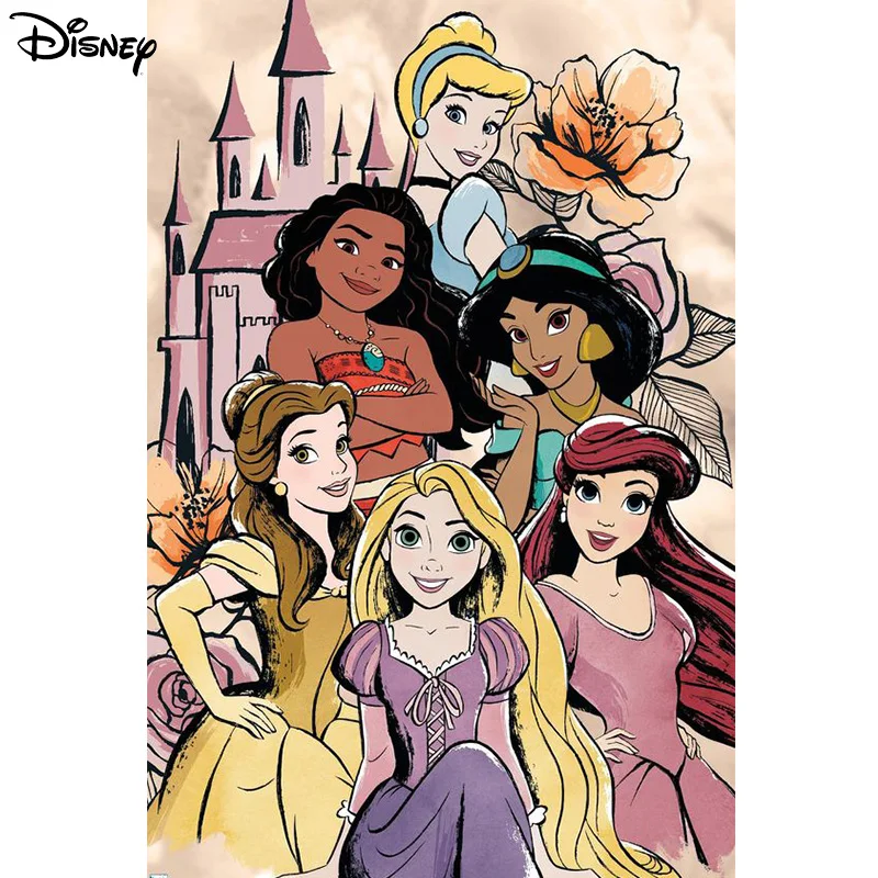 

Disney Cartoon Princesses Rapunzel Belle Ariel DIY 5D Diamond Painting Embroidery Full Dill Mosaic Home Wall Decor Gift