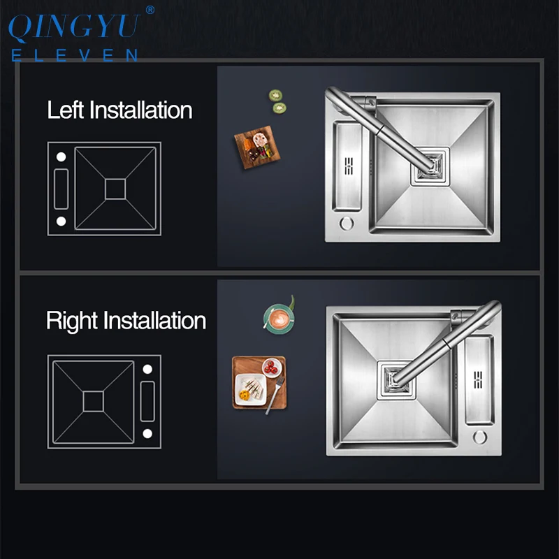 Матовая кухонная барная столешница ручной работы из нержавеющей стали 304
