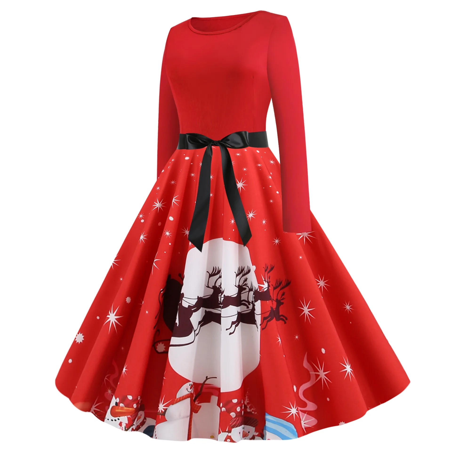 

Santa Print Dresses Plus Size Women Clothes 2020 Plus Size Vintage Girls Fall 2021 Christmas Dresses Woman Party Night