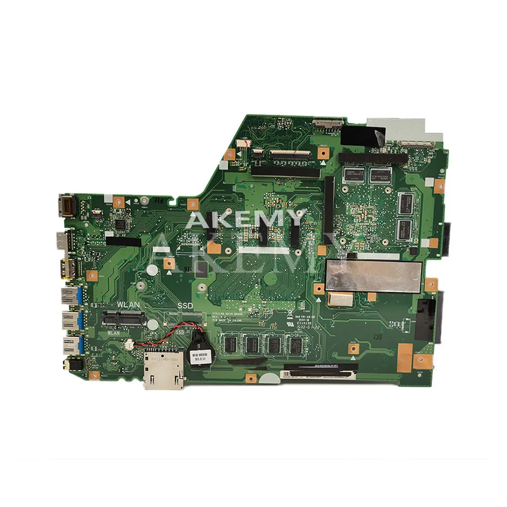X751LX материнская плата GTX950M I7 5500 процессор 4G RAM для For Asus X751L K751L R752L ноутбука 100%