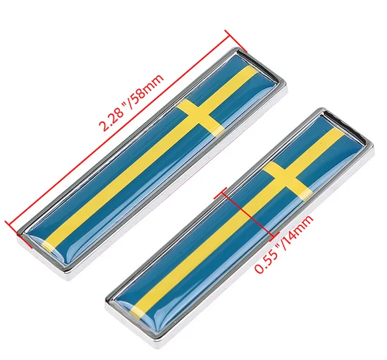 

Pair Swedish Flag Auto Emblem Badge Motorcycle Decals Fairing Metal Stickers Car Styling Motorcycle Accessories