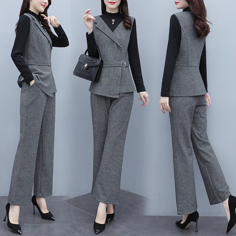 

2020 Newest autumn women 2 piece set top and pant Sweater suit fashion patchwork survetement femme 2 piece