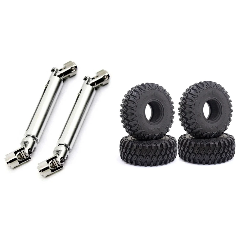

4 шт. 120 мм 1,9 резиновые шины, колесные шины для Axial SCX10 90046 Traxxas TRX4 D90 и 2 шт. алюминиевый Средний приводной вал