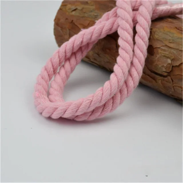Pink Хлопок, 10 метров, 3 акции, скрученные хлопковые шнуры, 8 мм, сделай сам, украшение для рукоделия, хлопковая веревка для сумки, пояса, Швейные аксессуары для рукоделия - Цвет: Pink