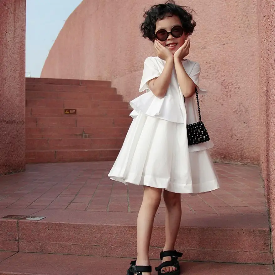 Новое летнее белое хлопковое платье для девочек Детские платья принцессы с