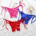 1Pc Women Sexy Lingerie Erotic Thong Open Crotch Panties Lace Bow T-Back Underwear Crotchless Pants Open Back Underpants Briefs