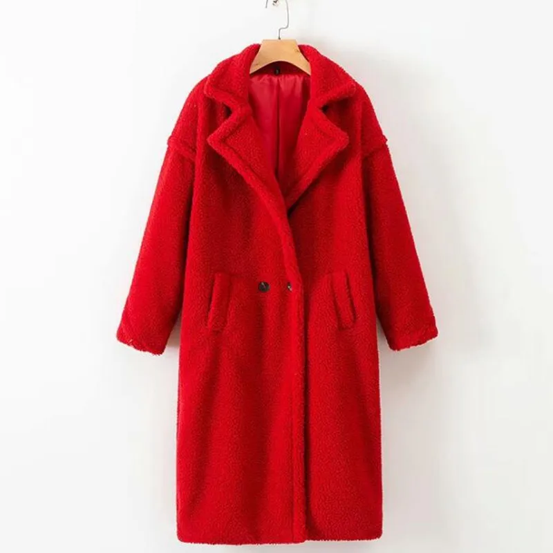 Женское зимнее пальто из искусственной шерсти длинное женская новая стильная
