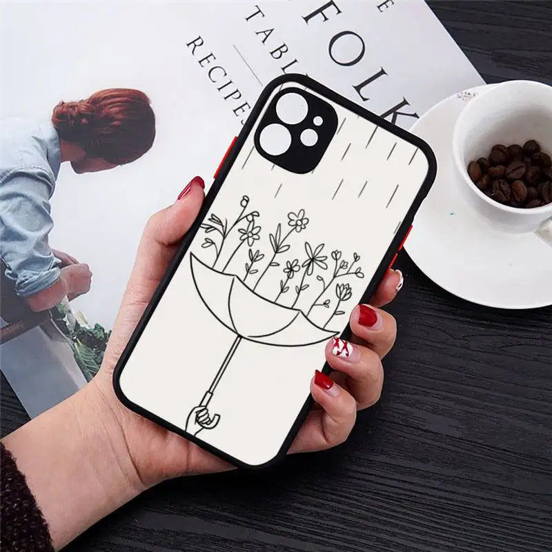 

Aesthetic Flower Art color paint Phone Case Transparent Matte for iPhone 7 8 11 12 s mini pro X XS XR MAX Plus cover funda