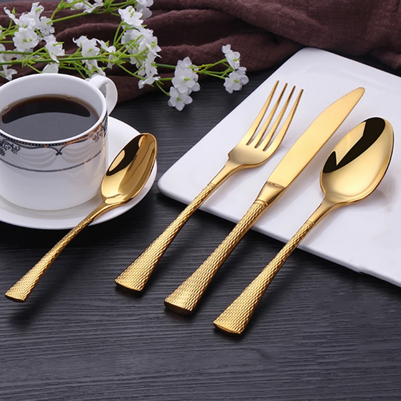 Цвет серебристый Золотой посуда набор столовых приборов столовые сервизы Посуда