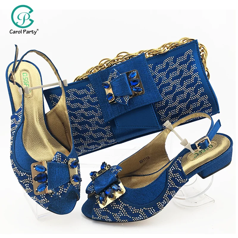 Новейшие модные синие Цвет Итальянский дизайн Комплект из обуви и сумки