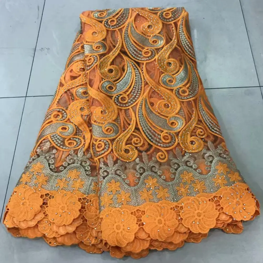 

High Quality Nigeria Lace Fabric For Dress Latest Guipure Lace Cord Lace Embroiderey French African Tulle Lace Fabric for party
