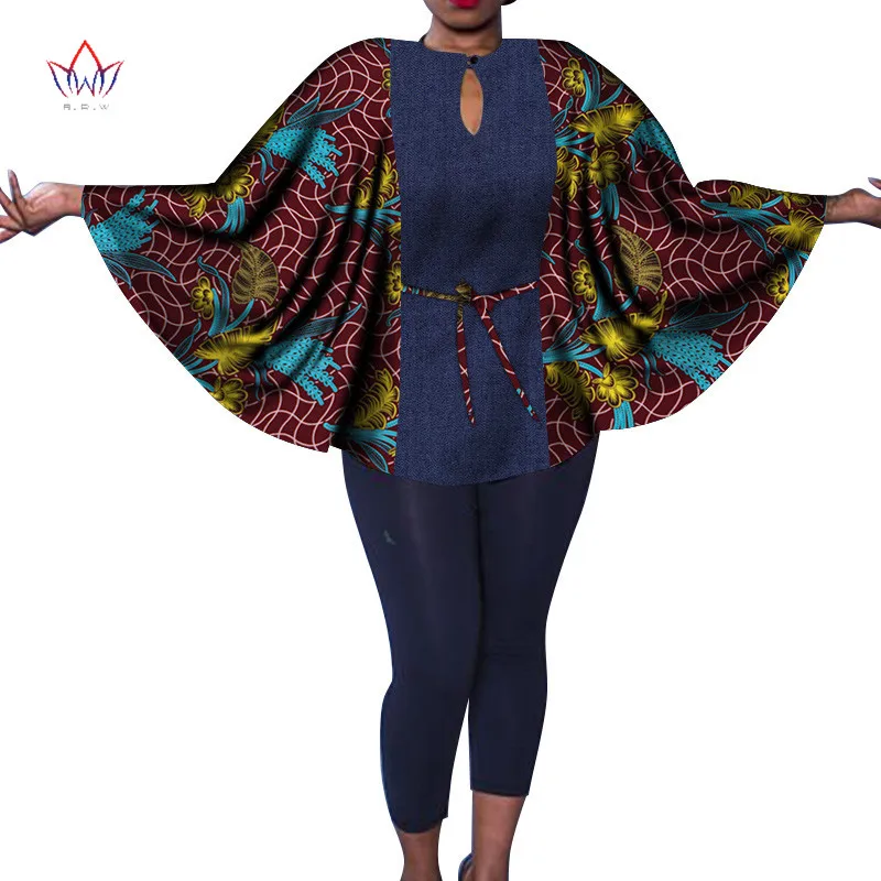 Africa Women Bazin Riche Dashiki Shawl Top African Print Tops Shirt Plus Size M-6XL Clothes Accessory SP035 | Тематическая одежда