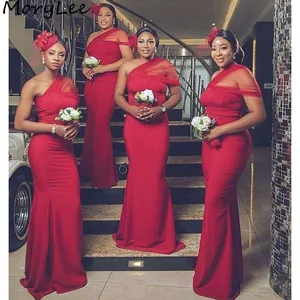 Bridesmaid Dresses One Shoulder Sweetheart Mermaid Satin Pleated Bridesmaid Dresses Zipper Back Wedding Party Bridemaid Gowns