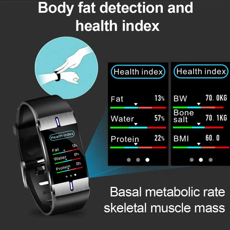 Мужские часы умный браслет с монитором сердечного ритма ЭКГ + PPG измеритель