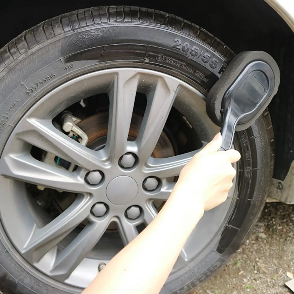 

70% Dropshipping!! Tire Shine Applicator Arc Design Wear-resistant Sponge Car Tire Cleaning Brush with Long Handle for Car Tire