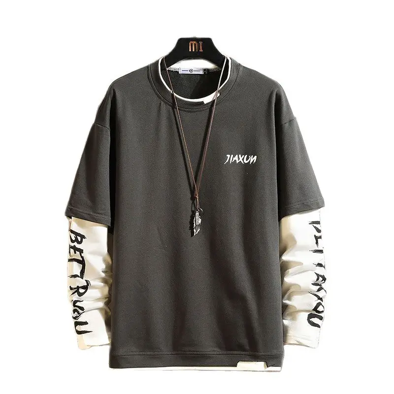 

Man Crew Neck Motion Contrast Color Fake Two Piece Long Sleeve Printing Fleece Fashion Autumn and Winter 48101730