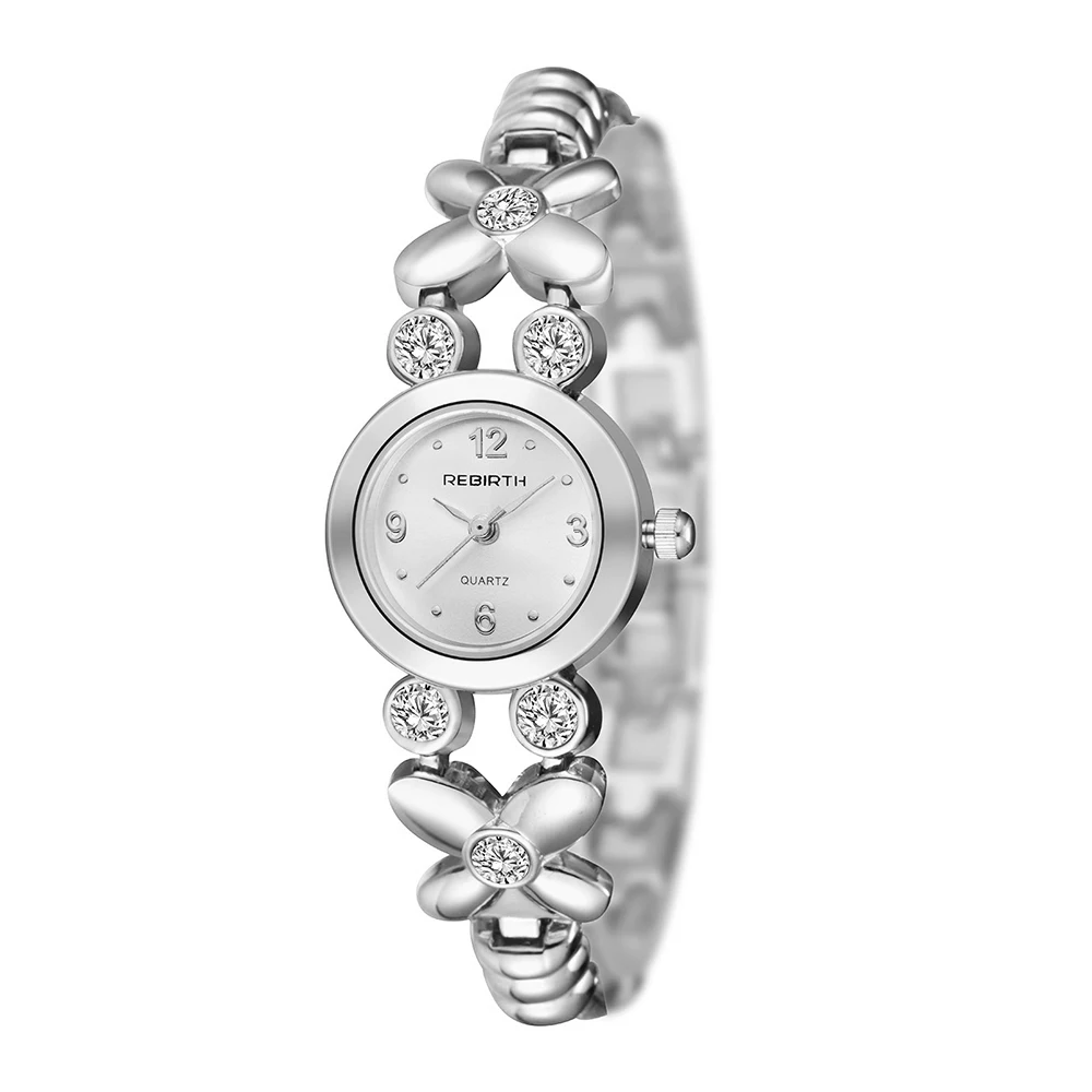 Женские часы браслет Золотые женские с бабочкой и цветком маленькие кристаллы