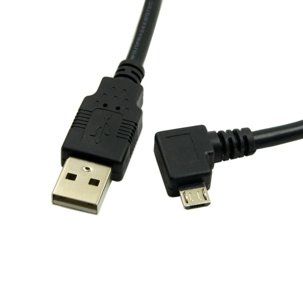

3m 5m 90 Degree Left angled Micro USB to USB2.0 male data & charge cable for Android mobile phone black color