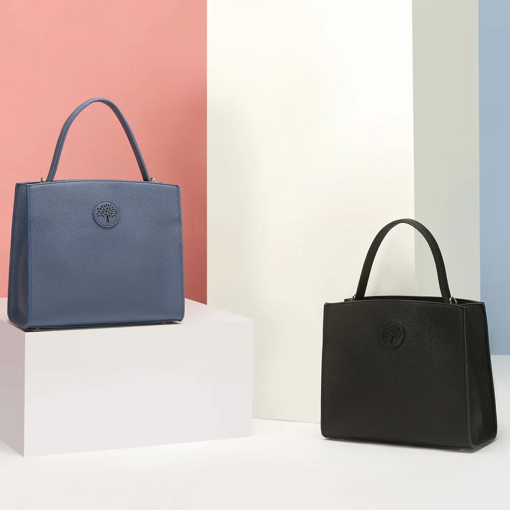 Zency 100% Genuine Leather Fashion Women Tote Handbag Large Capacity Working Date Bags Elegant Lady Crossbody Bag Black Blue |