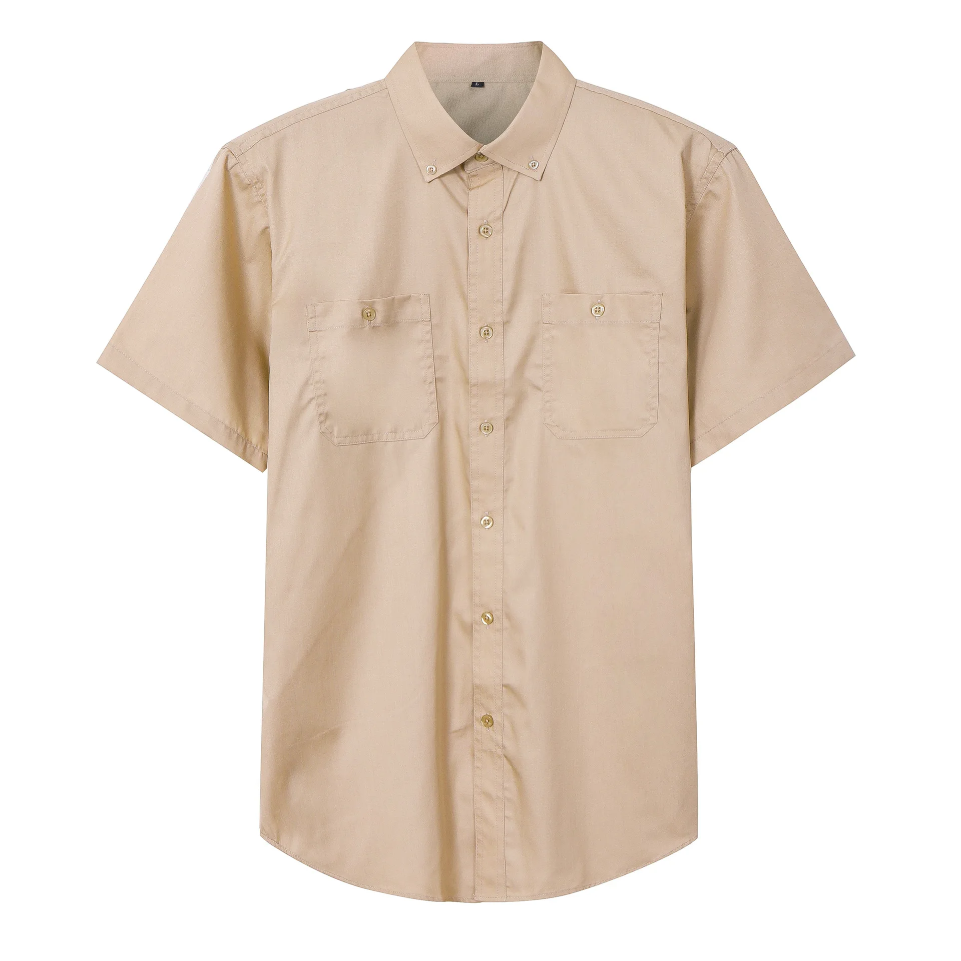 

The New Simple Solid-colored Workwear Japanese Loose-fitting Casual Lapel Men's Short-sleeved Shirt