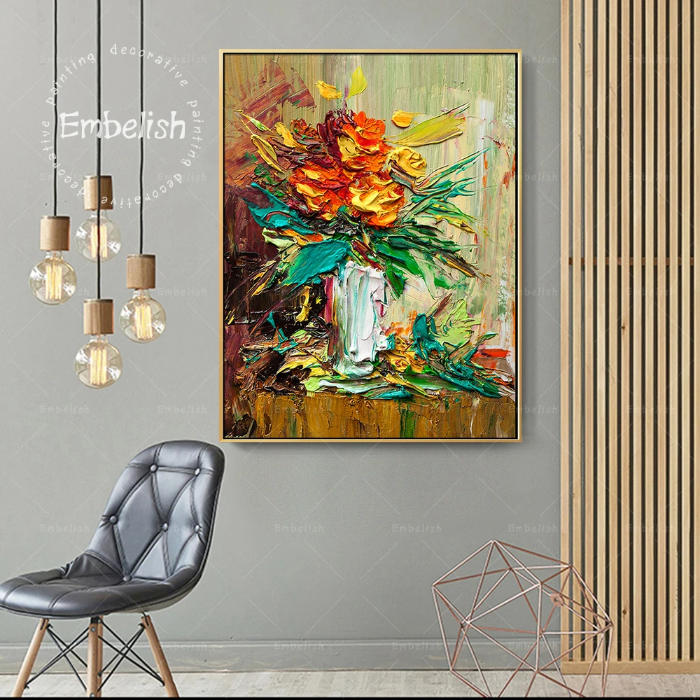 

Embelish Impressionist Style Bouquet Of Flowers Home Decor Pictures For Living Room Large Wall Art Pictures HD Canvas Paintings