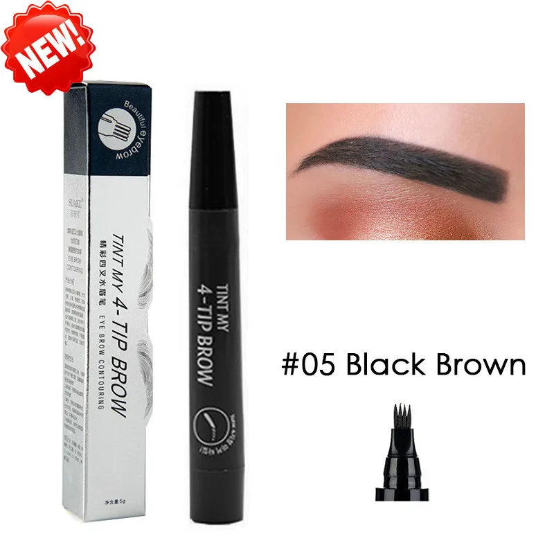 05 Microblading, ручка для татуировки бровей, водостойкая, 4 вилки, кончик для бровей, карандаш для татуировки, профессиональный тонкий эскиз, жидкий карандаш для бровей, оттенок - Цвет: 05