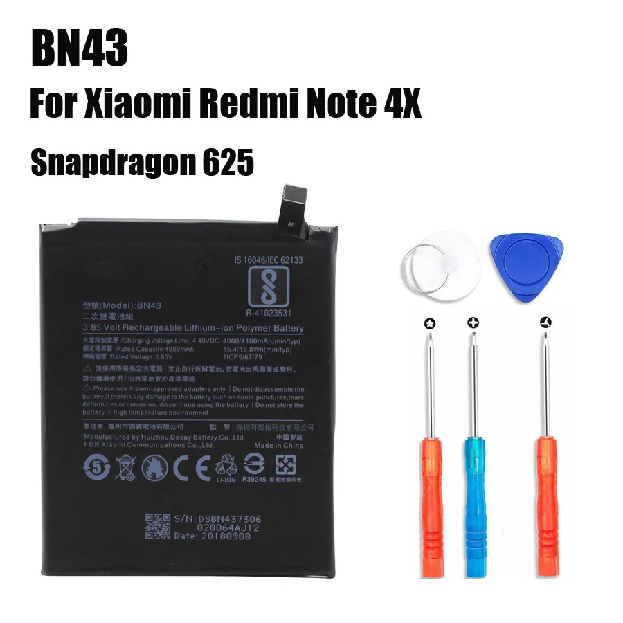 Батарея для Xiaomi Mi 5 батареи BM45 BM47 BN43 BM22 BN41 Батарея для Xiaomi Redmi 3 3S 3X4 Note 2 Note 4 Note 4X