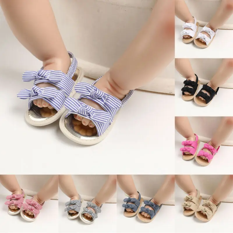 

Модные сандалии PUDCOCO на мягкой подошве для маленьких девочек, летняя обувь для малышей, сандалии с бантом, 0-12 месяцев