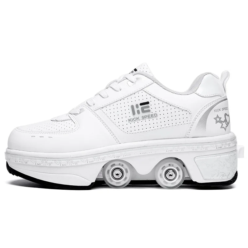 Deformation Shoes Deformation Roller Shoes Sneakers Parkour Wheel Shoes 4 Wheels Rounds Of Running Shoes Roller Skates Shoes Sne