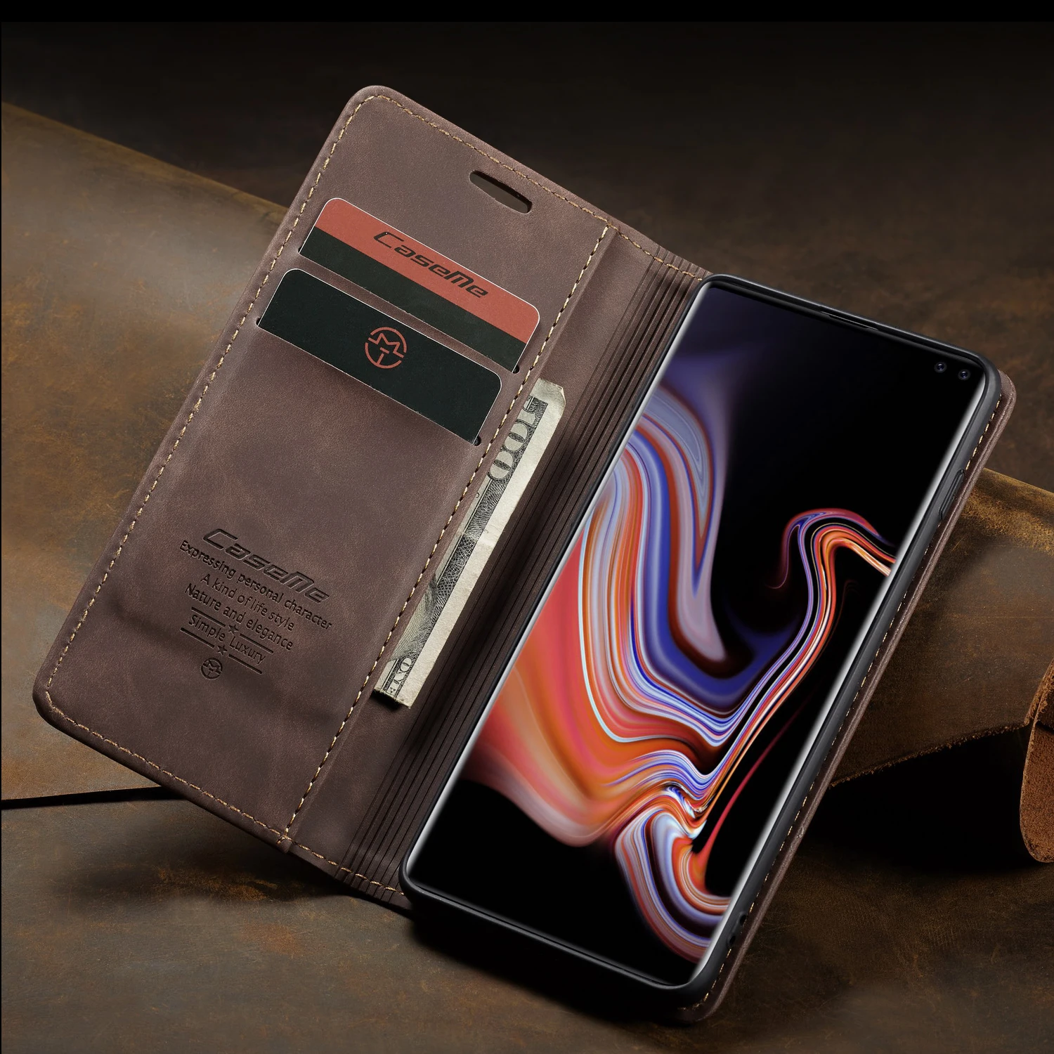 Подходит для samsung Galaxy Note10 S10 S9 S8 A70 A30 A50 A80 чехол, деловой стиль ретро матовый мягкий PU мобильный чехол для телефона