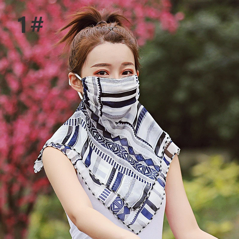 

50pcs Outdoor Women Face Mask Cycling Climbing Scarves Multi-Functional Sunshade Dust-proof Mouth Mask Printed Neck Scarves