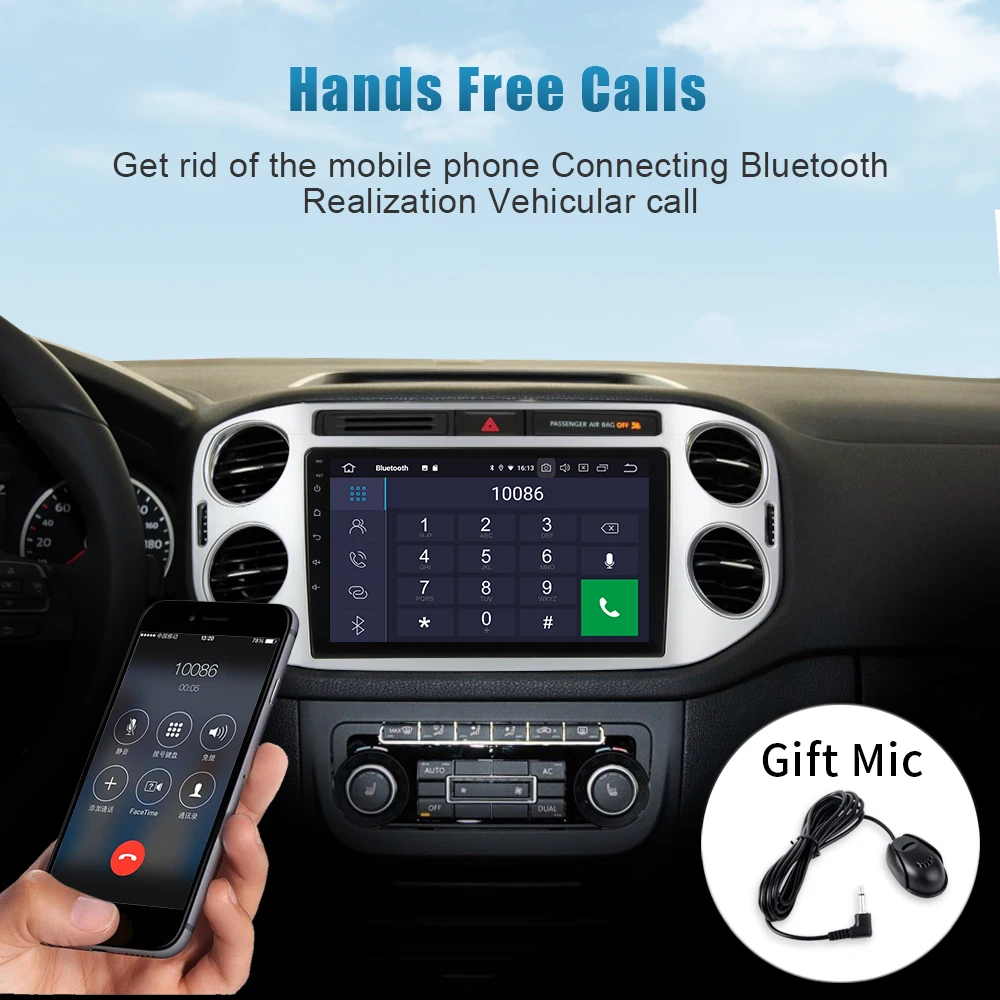 Автомобильный GPS плеер Dasaita 9 &quotAndroid 0 Navi для Volkswagen VW Tiguan 2010 2015 с 2G 16G