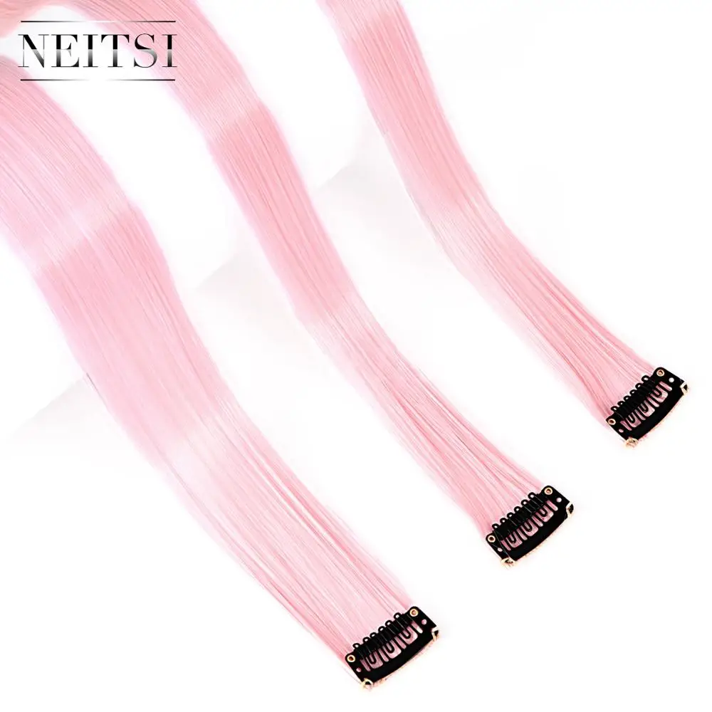 Neitsi 20 ''2 шт./упак. Прямые Синтетические длинные одноомбре шиньон на зажиме# T1911 цвет человеческих волос на зажимах