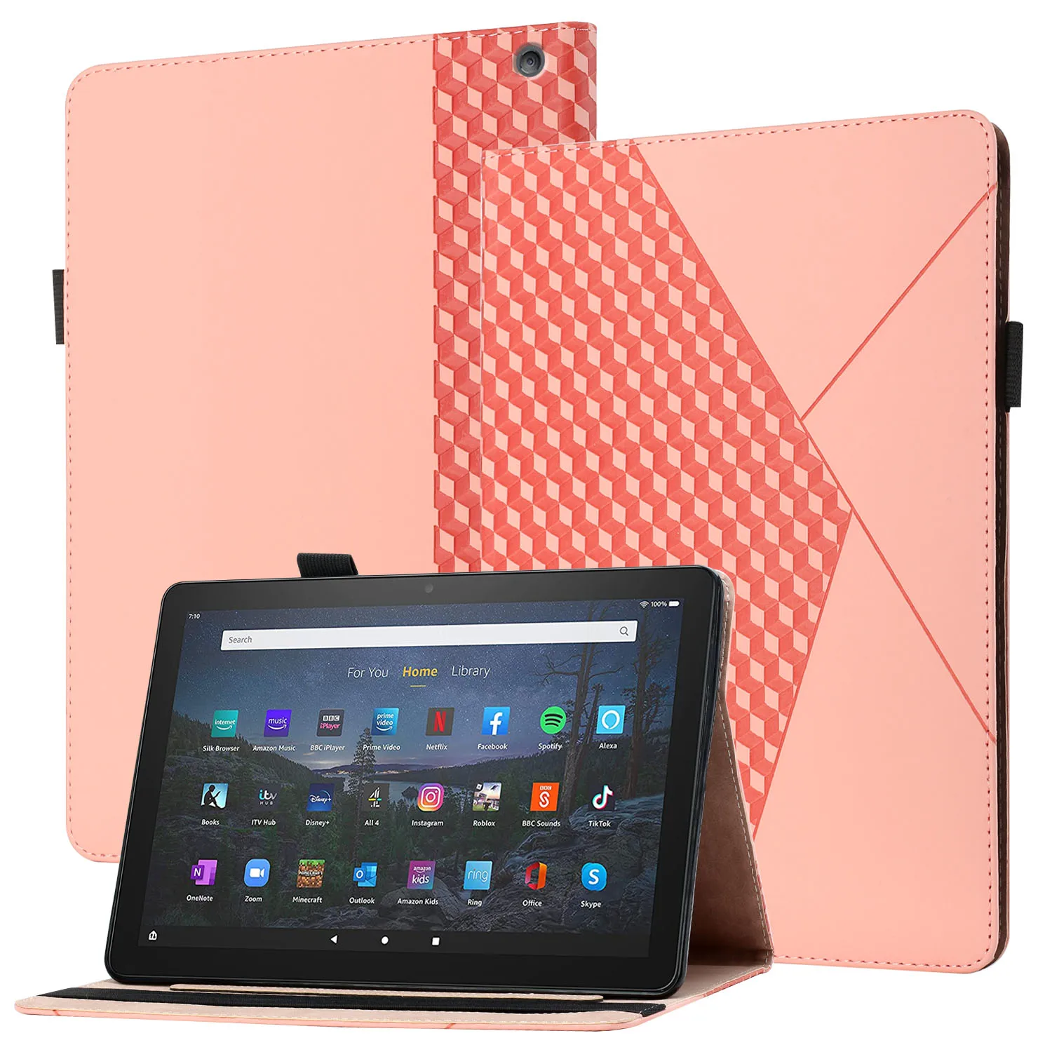 

Чехол для Amazon Fire HD 10 Plus 2021 10,1 дюйма, Ультратонкий чехол-подставка для планшета с ромбовидным узором из искусственной кожи, чехол для Amazon HD10 2021...