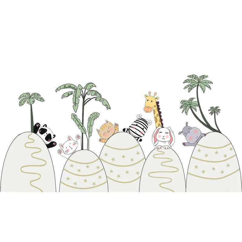 

Cartoon Animal Wall Stickers Home Decor Kids Rooms Wall Decal Kindergarten Baby Room Self Adhesive Wallpaper