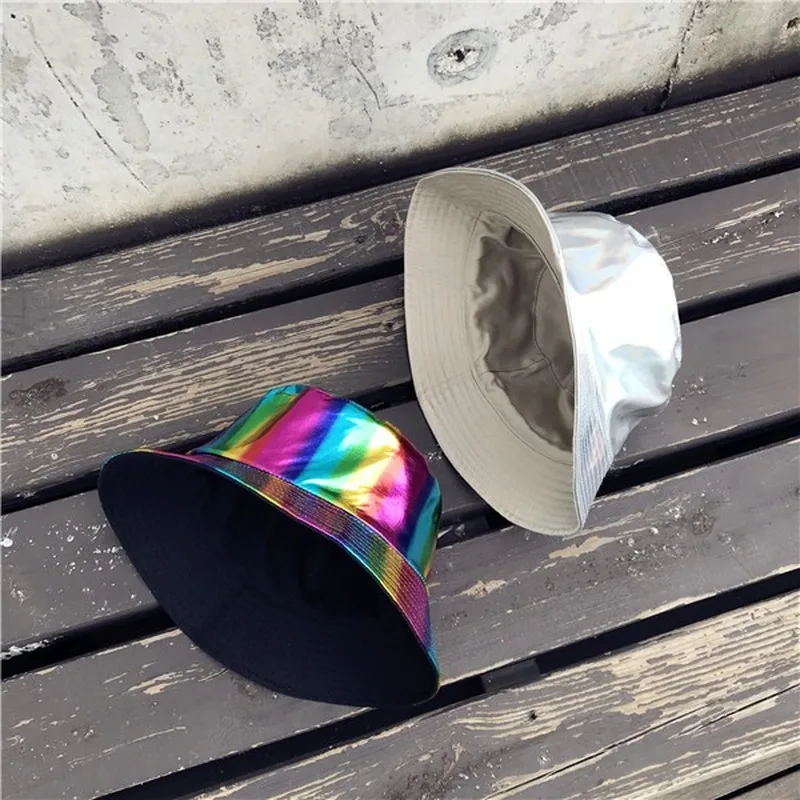 Панама из искусственной кожи в стиле Харадзюку двусторонняя хип хоп