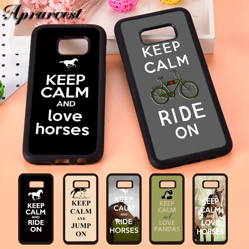 Aprarvest Keep Calm and Ride On Love Horses Pony Phone Case Cover For Samsung S5 S6 S7 edge S8 S9 Plus S10 S10E Note 5 8 9 10