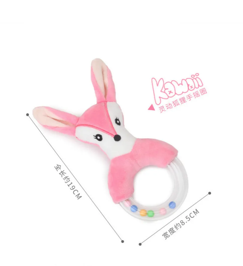 

5pcs Animal Hand Ring Cute Baby Rattle Toys Rabbit Fox Plush Bead Hand Bell Baby Bed Toys for Newborn 0-24 Month Educational Toy