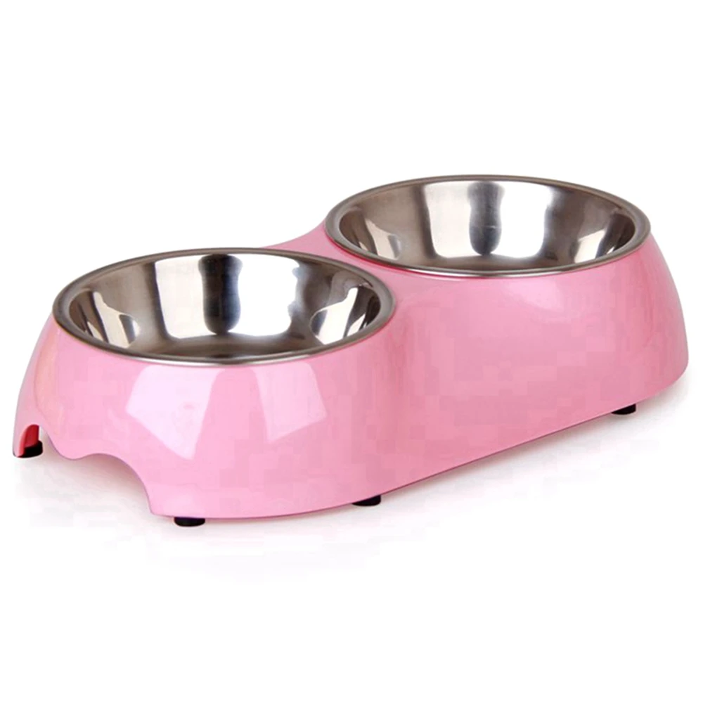 Меламиновая двойная миска для домашних животных из нержавеющей стали собак