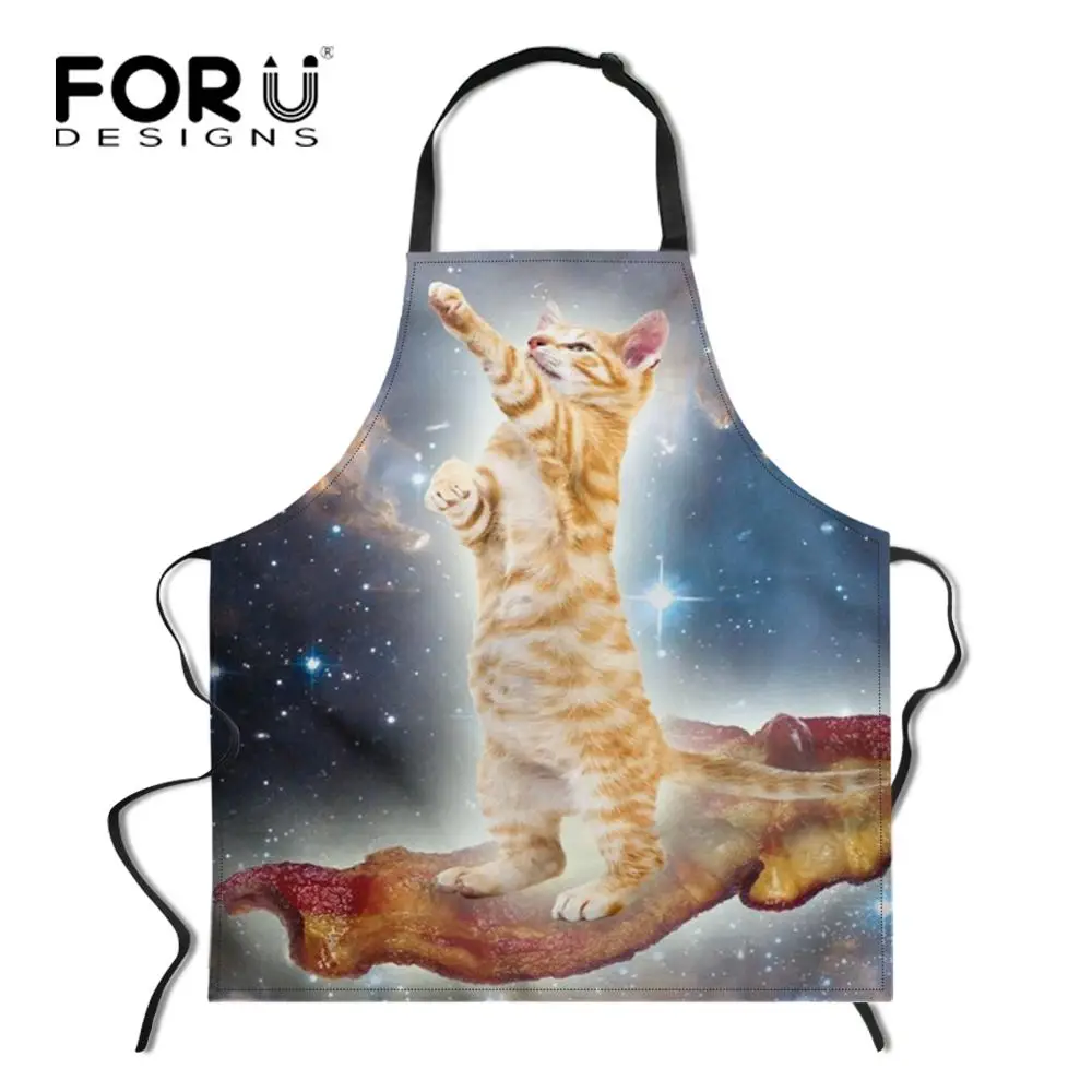 YY0735R FORUDESIGNS/Космический Galaxy Cat кухонный фартук в стиле унисекс Регулируемый поварский фартук без рукавов для приготовления барбекю - Цвет: YY0735R
