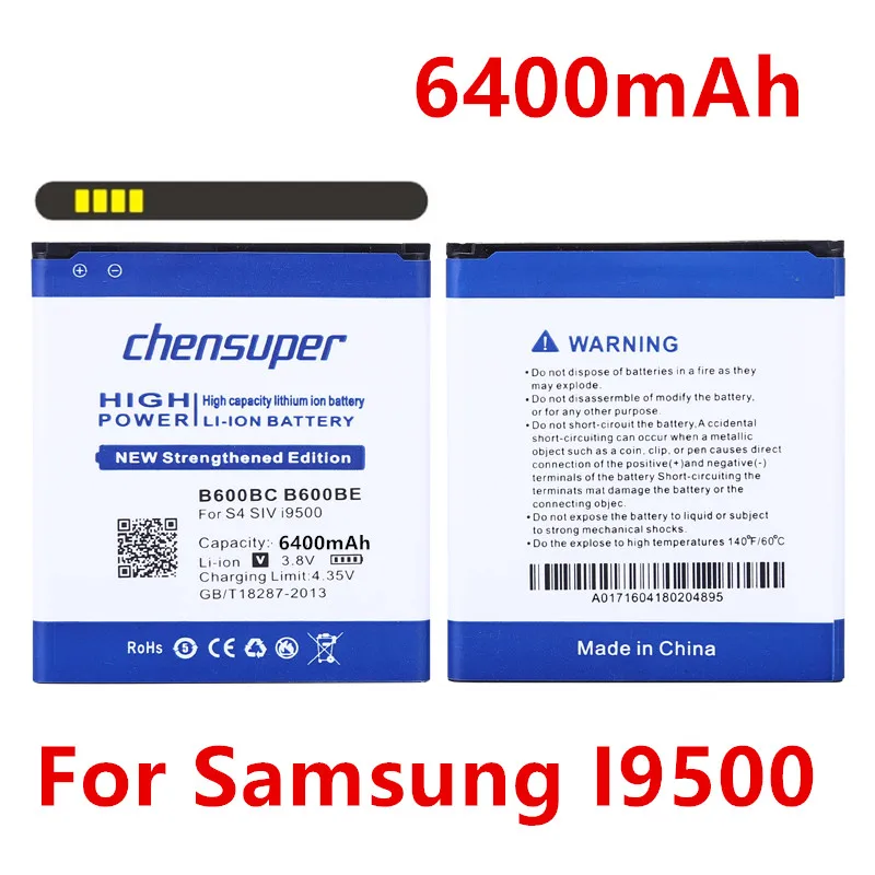 100% Оригинальный аккумулятор chensuper B600BC B600BE для Samsung Galaxy S4 SIV I9500 I9508 I9505 I9507V 6400 мАч