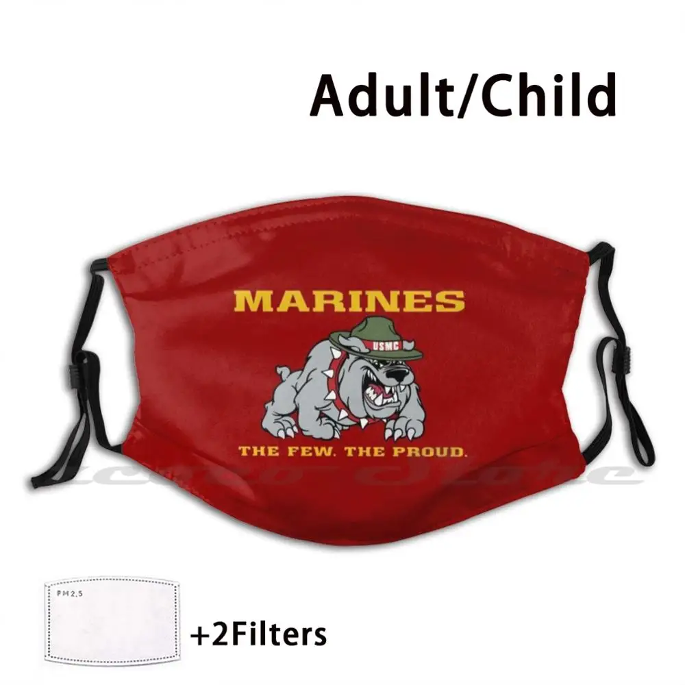 

Usmc Devil Dog Mask DIY Washable Filter Pm2.5 Mouth Trending Bull Dog Usmc Marines Unites States Military Service Semper Fi Few