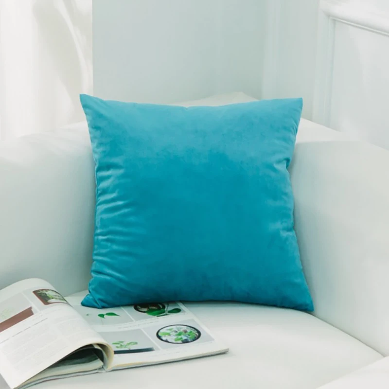18 Nordic Style Velvet Pillowcase Simple Solid Throw Cushion Covers Square Pillow Cover for Bedroom Sofa Living Room Decoration - Цвет: 18