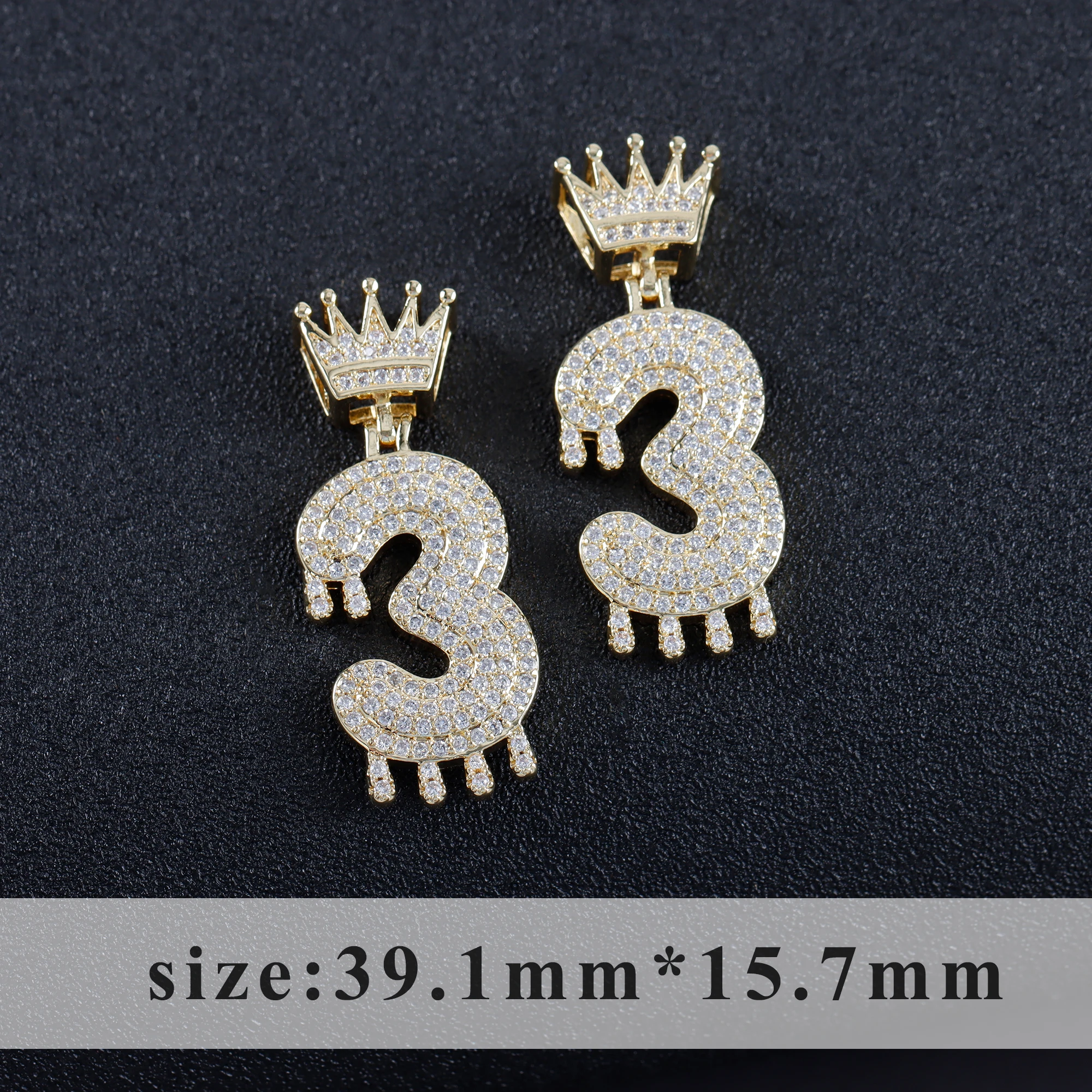 

YEGUI M1025,jewelry accessories,number pendant,18k gold plated,copper metal,zircons,charms,jewelry making,diy earrings,2pcs/lot