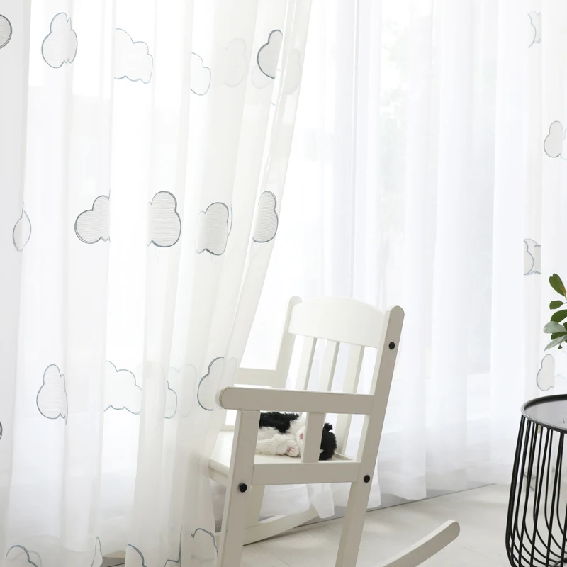 Мультяшные прозрачные Занавески с рисунком облаков для детской комнаты спальни