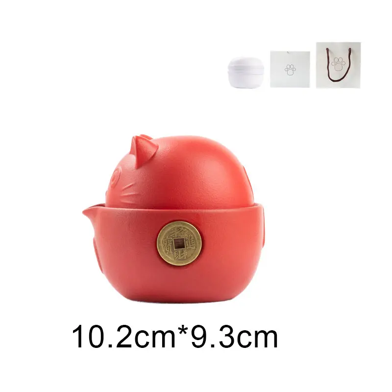

Cat Series Travel Portable Ceramic Tea Set with Tea Pot Tea Cups Travel Bag for Office Home Travel HUG-Deals