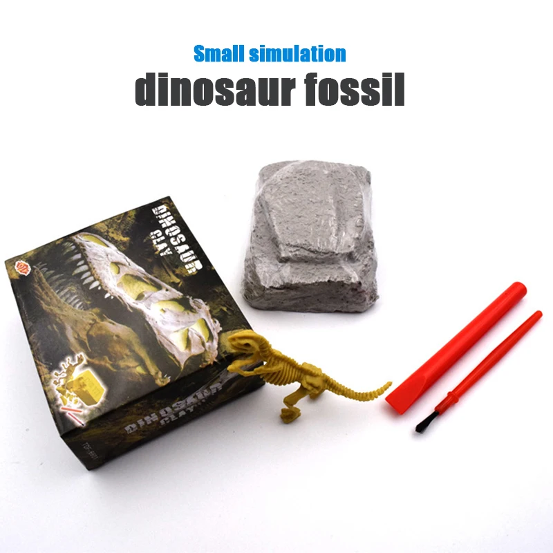 Маленький игрушечный экскаватор с изображением динозавра из окаменелости