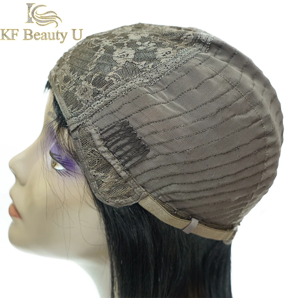 

Straight Human Hair Wig with Bangs # T1B/27 Brazilian Remy Hair Full Machine Made Elastic Lace Hair Wig for Women