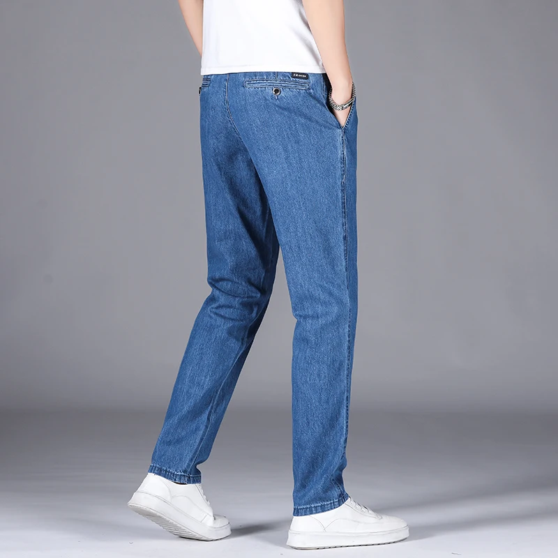 Весенне-летние тонкие хлопковые джинсовые повседневные брюки мужские деловые