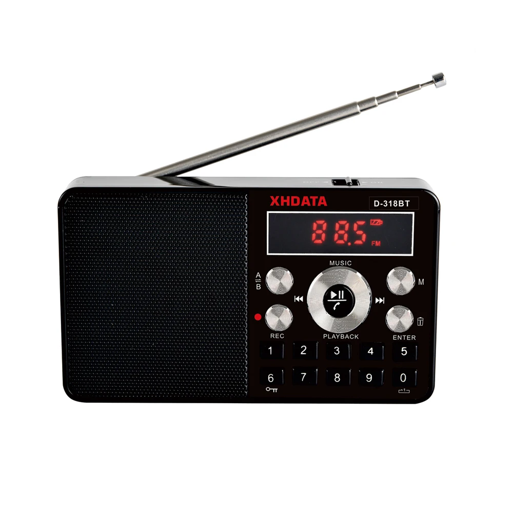 

Nice D-318 BT FM Stereo Radio Mini Multifunction Portable Radio Receiver Support Wireless Phone Calls A-B Bluetooth Radio